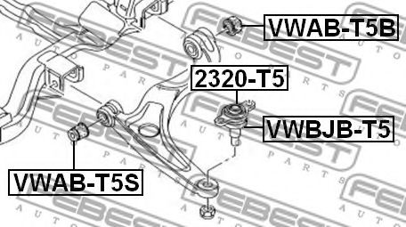 FEBEST - VWAB-T5S - САЙЛЕНБЛОК ПЕРЕДНИЙ ПЕРЕДНЕГО РЫЧАГА VOLKSWAGEN TRANSPORTER/MULTIVAN T5 2003-2011