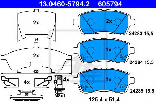 Гальмівні колодки дискові перед. Ford Fiesta VI 08-/Mazda 2 (DE) 07-