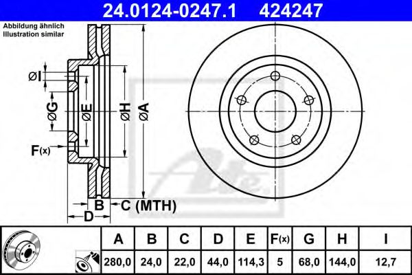 ATE - 24.0124-0247.1 - Гальмівні диски Nissan Juke 10-