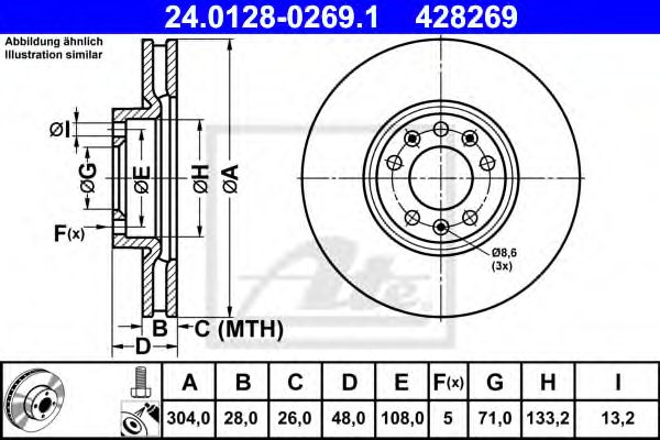 Гальмівний диск передній Citroen Berlingo, C4 , C5 Aircross, Grand C4 , Ds 7 1.2-2.2D 06.09-