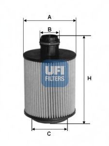UFI - 25.061.00 - Фільтр масляний FIAT GRANDE PUNTO 1.3, 1.9 MJTD 05- (вир-во UFI)