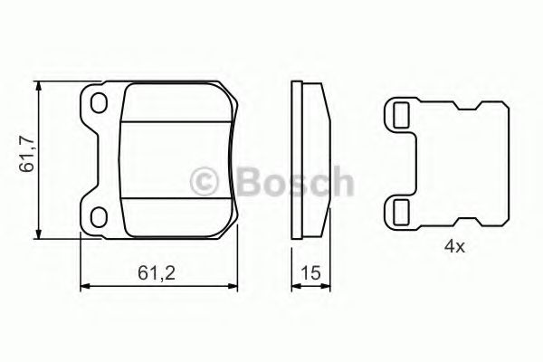 BOSCH - 0 986 490 500 - К-кт зад,  гальм. колодок Opel Omega A/B 86- /Vectra B 96-