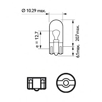 PHILIPS - 12961LLECOB2 - (к-кт 2 шт) Лампа W5W 12V W2 1X9.5D (Longlife ecovision) упаковка блістер