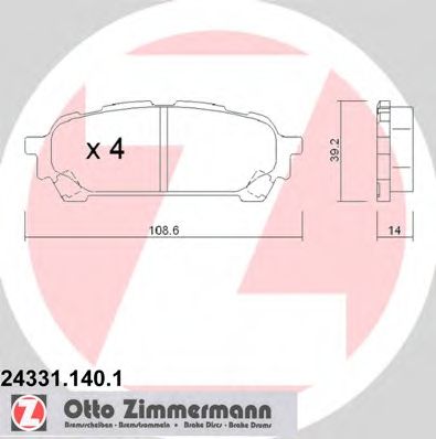 ZIMMERMANN - 24331.140.1 - Гальмівні колодки дискові зад. Subaru Forester/Impreza 2.0-2.5 03-