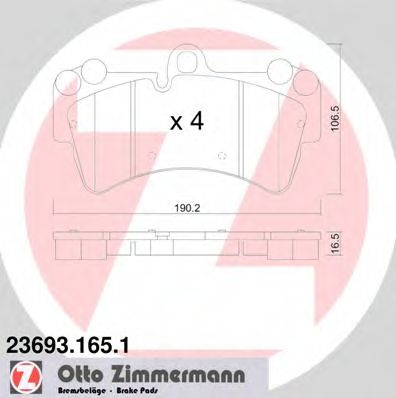 ZIMMERMANN - 23693.165.1 - Гальмівні колодки дискові перед. Audi Q7 06-/Porsche Cayenne/VW Touareg 04-