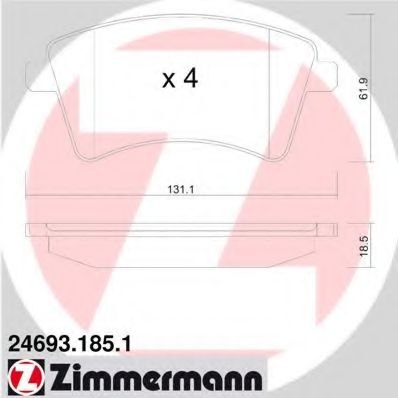 ZIMMERMANN - 24693.185.1 - колодки гальмівні дискові, к-кт