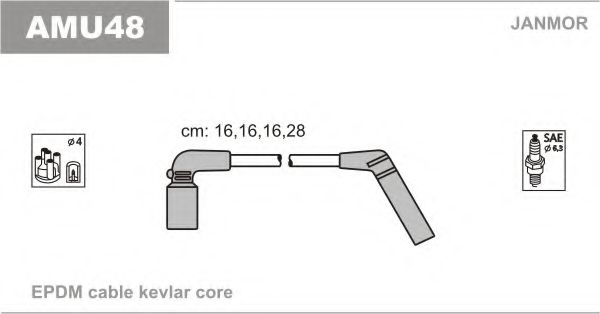 К-кт дротів в/н (каучук) Chevrolet Aveo,1.2 MPI, Kalos 1.2 MPI, Matiz 1.0 MPI