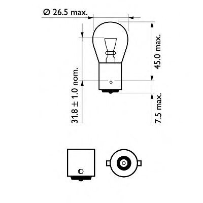 PHILIPS - 12498VPB2 - Лампа 12V P21W 21W BA15s VISION PLUS +60% Box2шт