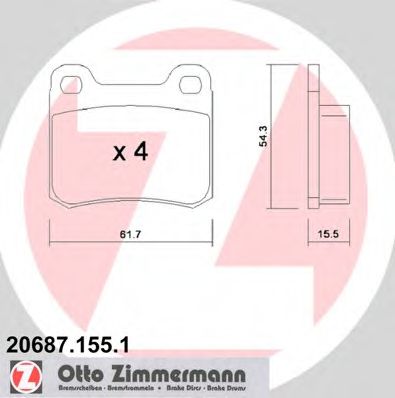 ZIMMERMANN - 20687.155.1 - Гальмівні колодки дискові зад. MB 190 (W201), C (W202), E (W124) 1.8i-3.0D 04.84-05.00