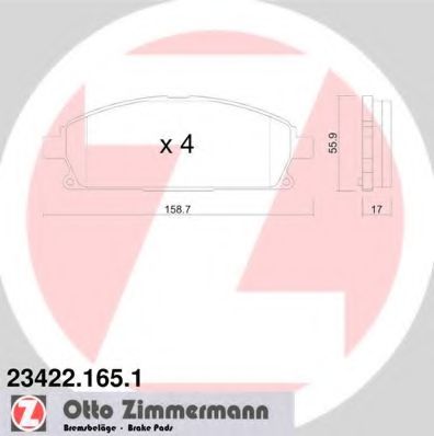ZIMMERMANN - 23422.165.1 - Гальмівнi колодки дисковi перед. Nissan X-Trail 01-/Maxima 00-