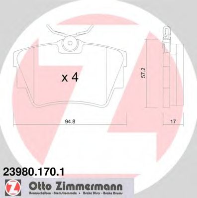 ZIMMERMANN - 23980.170.1 - Гальмівнi колодки дисковi зад. Renault Trafic/Opel Vivaro 06-