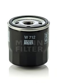 MANN-FILTER - W 712 - Фільтр масляний Opel Corsa 1.0,1.2 -8/85,1.3i Sprint,1.3i Spider, Kadett 1.2N, 1.2 S,1.3 N -85, Omega 2.4i CD -94; Ford Escort 1.1, 1.3 -80