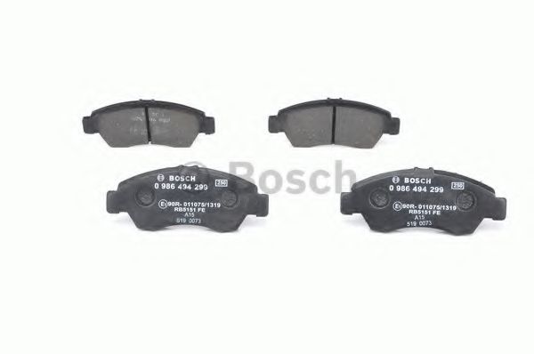 BOSCH - 0 986 494 299 - Гальмівні колодки дискові перед. Honda Civic IV/V 91-