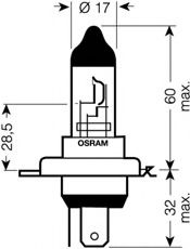 OSRAM - 64193SV2 - Лампа Osram Silverstar 2.0 H4 60/55W 12V P43T +50% (подвоєний строк служби) (упаковка картон)