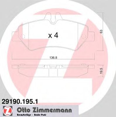 ZIMMERMANN - 29190.195.1 - Гальмiвнi колодки дискові зад. DB Sprinter 3-t 04.06- (Bosch)