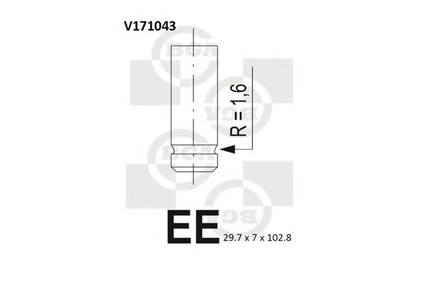 Клапан EX (Ø гол. 29,8mm/довж.102,6mm)  Fiat Doblo 1.6 16V 29.7X7X102.8 01- (182A4/182A6)