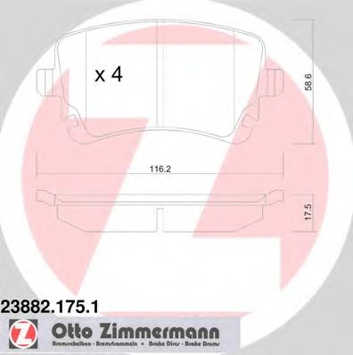 ZIMMERMANN - 23882.175.1 - Колодки гальмівні дискові