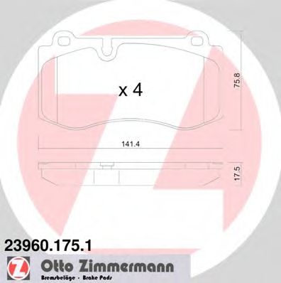 ZIMMERMANN - 23960.175.1 - Гальмівні колодки дискові перед. DB W211 S320-500 05-