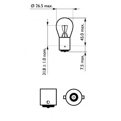 PHILIPS - 12498B2 - (к-кт 2шт) Лампа P21W 12V 21W BA15S упаковка блістер