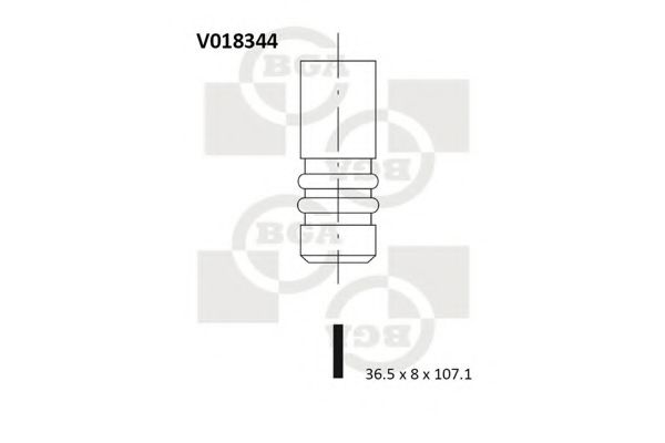 BGA - V018344 - Клапан IN FORD 1.8D/1.8TD 89- MONDEO 93-00, SIERRA 88-93 (36.5X8X107.1)