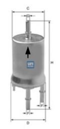 UFI - 31.832.00 - Фільтр паливний VAG 1.2/1.4/2.0 (без регулятора тиску)