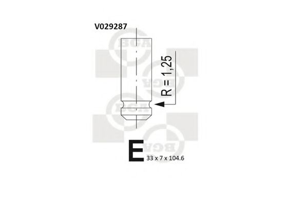 BGA - V029287 - Клапан IN Opel Astra/Vectra 1.2I/1.4I 88-  (X14SZ/14NV/C14NZ)   (33X7X104.6)