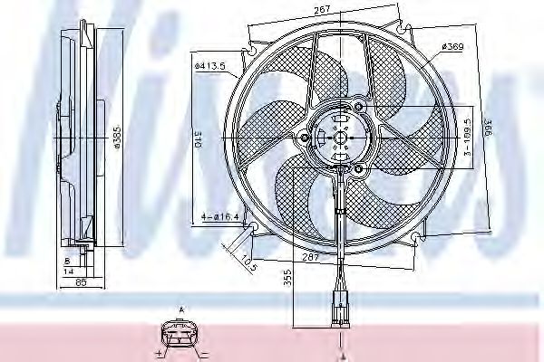 Вентилятор радіатора Citroen Berlingo 1.6 08-/Peugeot 308 1.6 08-