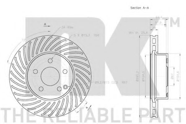 NK - 2033100 - Гальмівний диск перед. MB C (W204) 07-