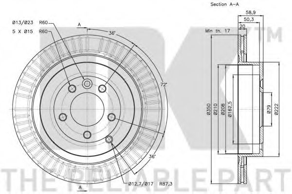 NK - 204029 - Диск гальмівний задн. Land Rover Range Rover III  05-