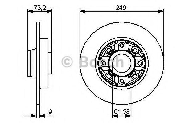 BOSCH - 0 986 479 388 - Гальмівний диск CITROEN/PEUGEOT C4/308 R "07>>