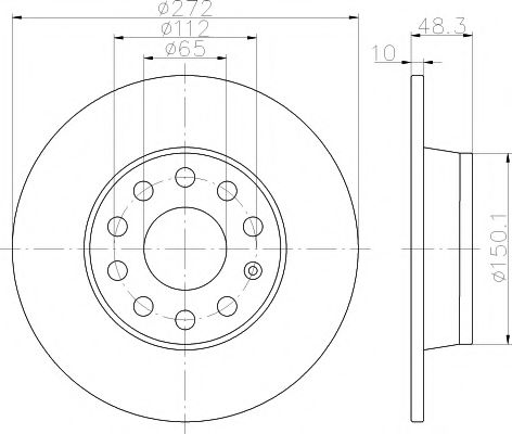 Диск гальмівний зад. (271.8x48,3) Audi A3 09-/Seat Leon 05-