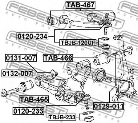 FEBEST - 0120-233 - Кульова опора важеля перед. ниж. лів./прав. (MM18x1.5R) Toyota Land Cruiser LC200 / Lexus LX570 07-