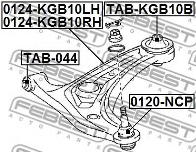 FEBEST - 0124-KGB10LH - РЫЧАГ ПЕРЕДНИЙ ЛЕВЫЙ PEUGEOT 107 2006-