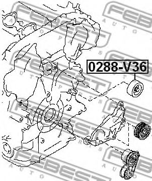 FEBEST - 0288-V36 - 75x10x33,7 Ролик паска приводного Nissan 350 Z (Z33) 05-/GT-R (R35) 09-