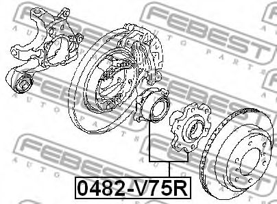 FEBEST - 0482-V75R - Підшипник ступиці зад. лів./прав. MITSUBISHI PAJERO III, PAJERO IV, PAJERO SPORT I 2.5D-3.8 04.00-