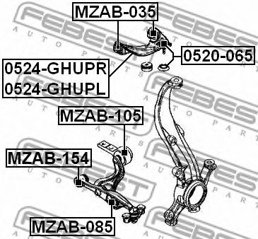 FEBEST - 0520-065 - Кульова опора перед. верхня ліва/права Mazda 6 6/02-