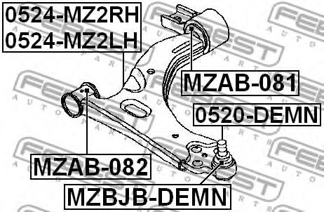 FEBEST - 0524-MZ2LH - РЫЧАГ ПЕРЕДНИЙ ЛЕВЫЙ FORD FIESTA/FUSION (CBK) 2001-2008