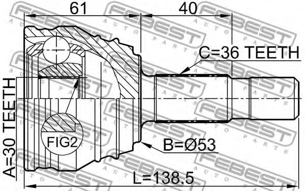 FEBEST - 2310-029 - ШРУС НАРУЖНЫЙ 30X53X36 VOLKSWAGEN GOLF V (1K1) 2003-2008