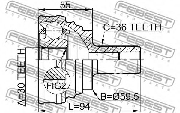 FEBEST - 2310-030 - ШРУС НАРУЖНЫЙ 30X59,5X36 SKODA OCTAVIA II 2004-2012