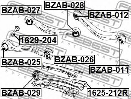 FEBEST - BZAB-025 - Сайлентблок важеля зад. 12,15x40,3x73mm MERCEDES C (A205), C (C204), C (C205), C T-MODEL (S204), C T-MODEL (S205), C (W204) 1.5-Electric 01.07-