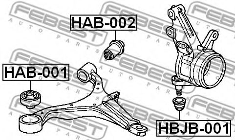 FEBEST - HAB-001 - С/блок переднього важеля перед. Honda Civic 1.4I 16V 02.01-, CR-V 02-
