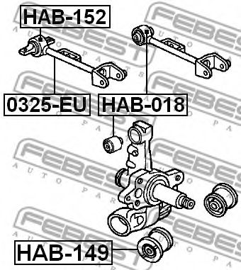 FEBEST - HAB-018 - Сайлентблок верх. лів./прав. важеля зад. верх. Honda FR-V 1.7-2.0 04-