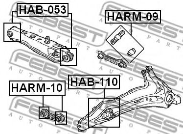 FEBEST - HAB-053 - С/блок нижній задній важеля зад. HONDA CIVIC II, CIVIC IV, CIVIC VI, CR-V I 1.3-2.0 09.87-02.02