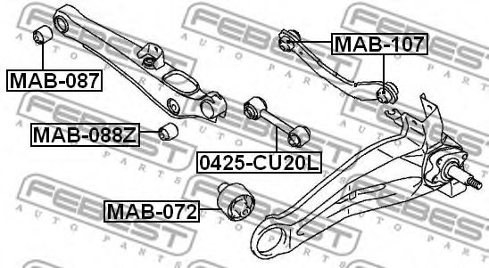 FEBEST - MAB-088Z - С/блок важеля поперечн. зад. ниж. (40х12х50) Dodge Caliber; Jeep Compass, Patriot 1.8-2.4Lpg 06.06-; Mitsubishi ASX, Lancer VIII, Outlander II 1.3-2.4 12.91-12.13