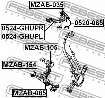FEBEST - MZAB-035 - С/блок важеля перед. верх. Mazda 6  02-07, 07-