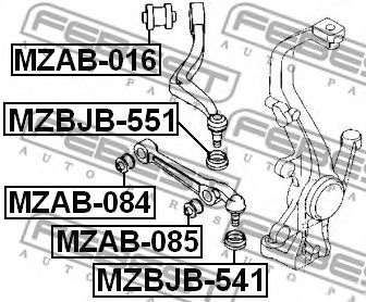 FEBEST - MZAB-085 - С/блок середній важеля переднього Mazda 6 1.8-2.5 08.07-07.13