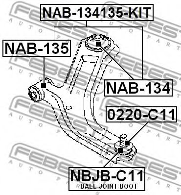 FEBEST - NAB-134 - С/блок перед. важеля заднiй Nissan Micra, Note 03-/Renault Clio III, Modus 04-