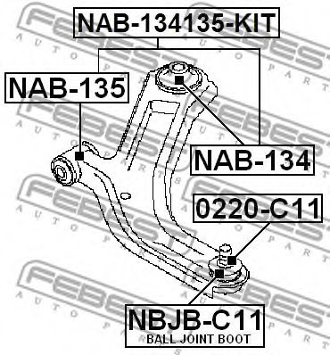 FEBEST - NAB-134135-KIT - САЙЛЕНБЛОК ПЕРЕДНЕГО РЫЧАГА КОМПЛЕКТ