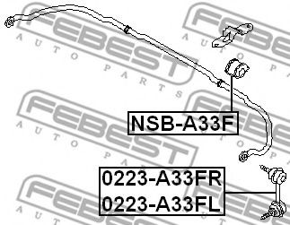 FEBEST - NSB-A33F - Втулка стабілізатора перед. (d=23) Nissan Primera 1.6-2.2dCi 02-