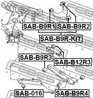 FEBEST - SAB-B9R1 - С/блок важеля підвіски верхн. лв/пр зад. Важіль зад. прав верх. SUBARU FORESTER 2.0/2.0D/2.5 01.08-